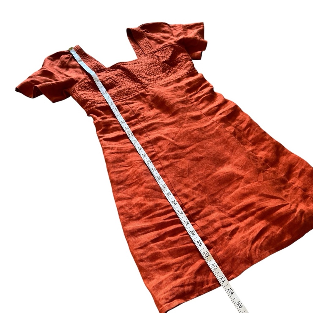 Madewell Linen Square Neck Mini Dress Dark Copper Size 0 - Picture 10 of 12